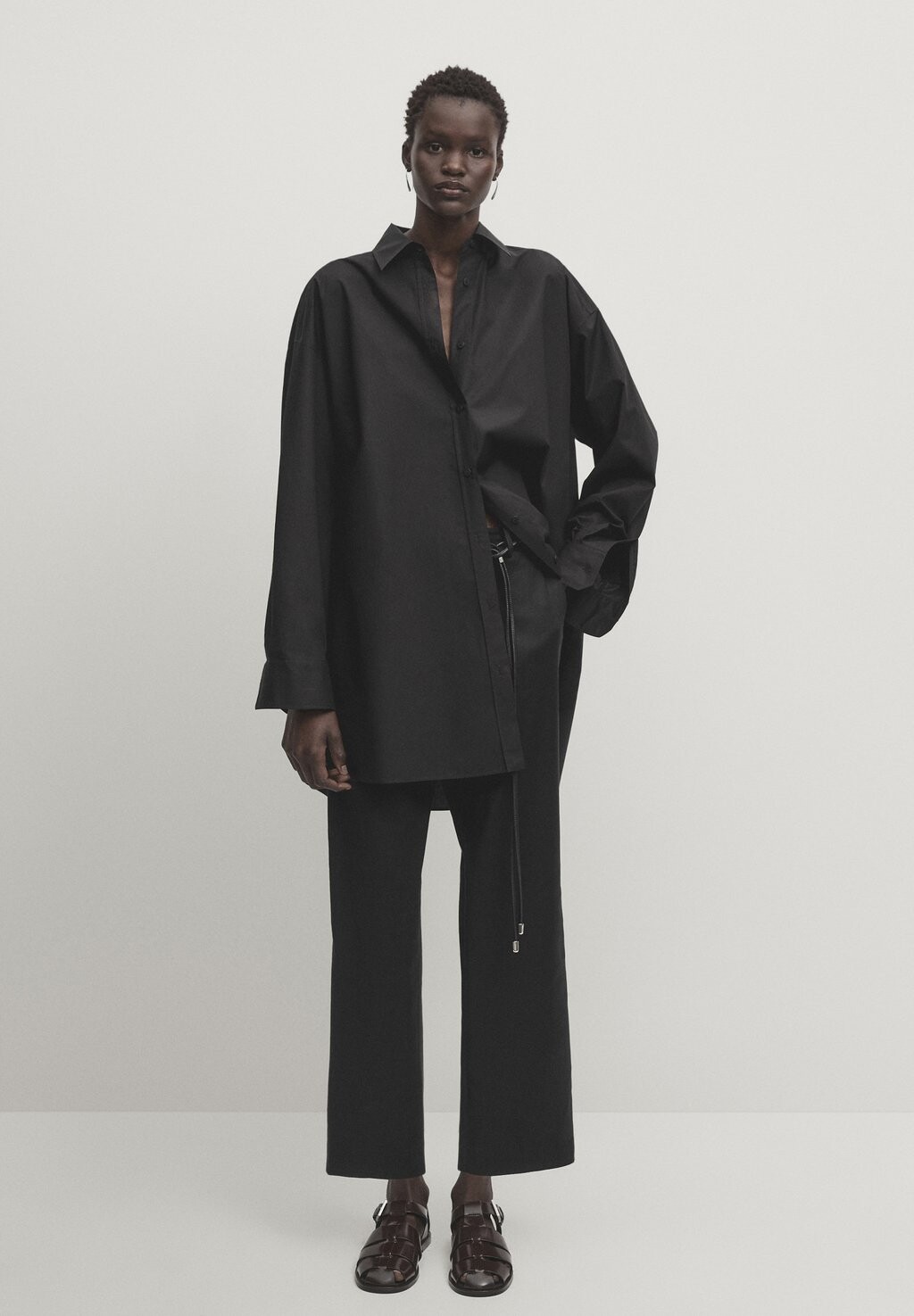 

Брюки Straight-Fit Blend Massimo Dutti, черный
