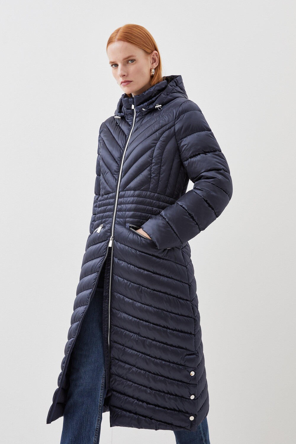 

Легкое компактное пальто длиной до колена Karen Millen, темно-синий