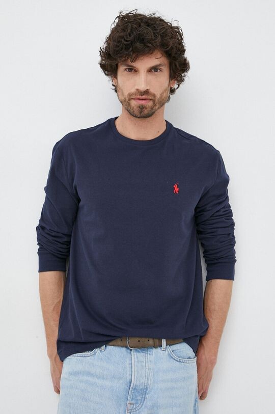 

Хлопковая рубашка с длинными рукавами Polo Ralph Lauren, темно-синий