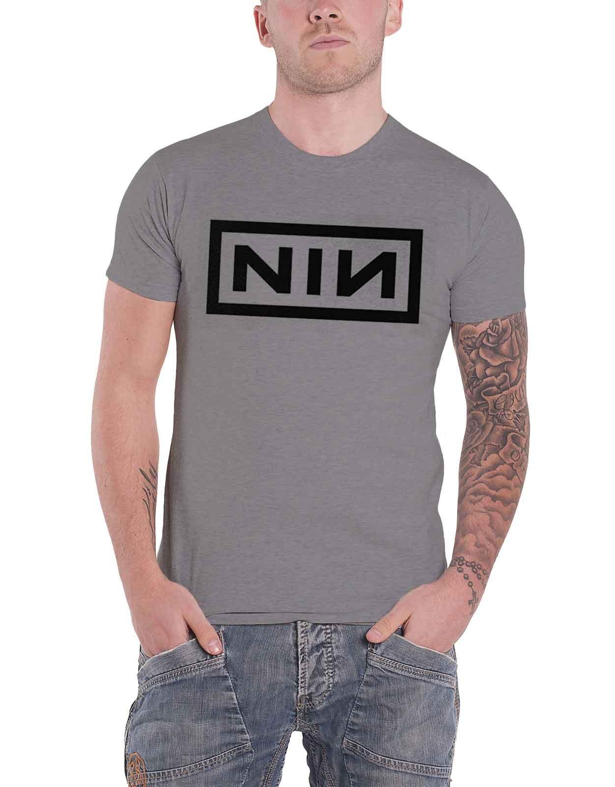 Футболка с логотипом группы Nine Inch Nails, серый цена и фото