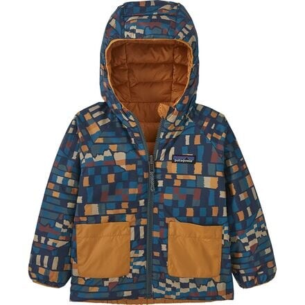 

Двусторонний пуховый свитер с капюшоном – для младенцев Patagonia, цвет Fitz Roy Patchwork: Ink Black