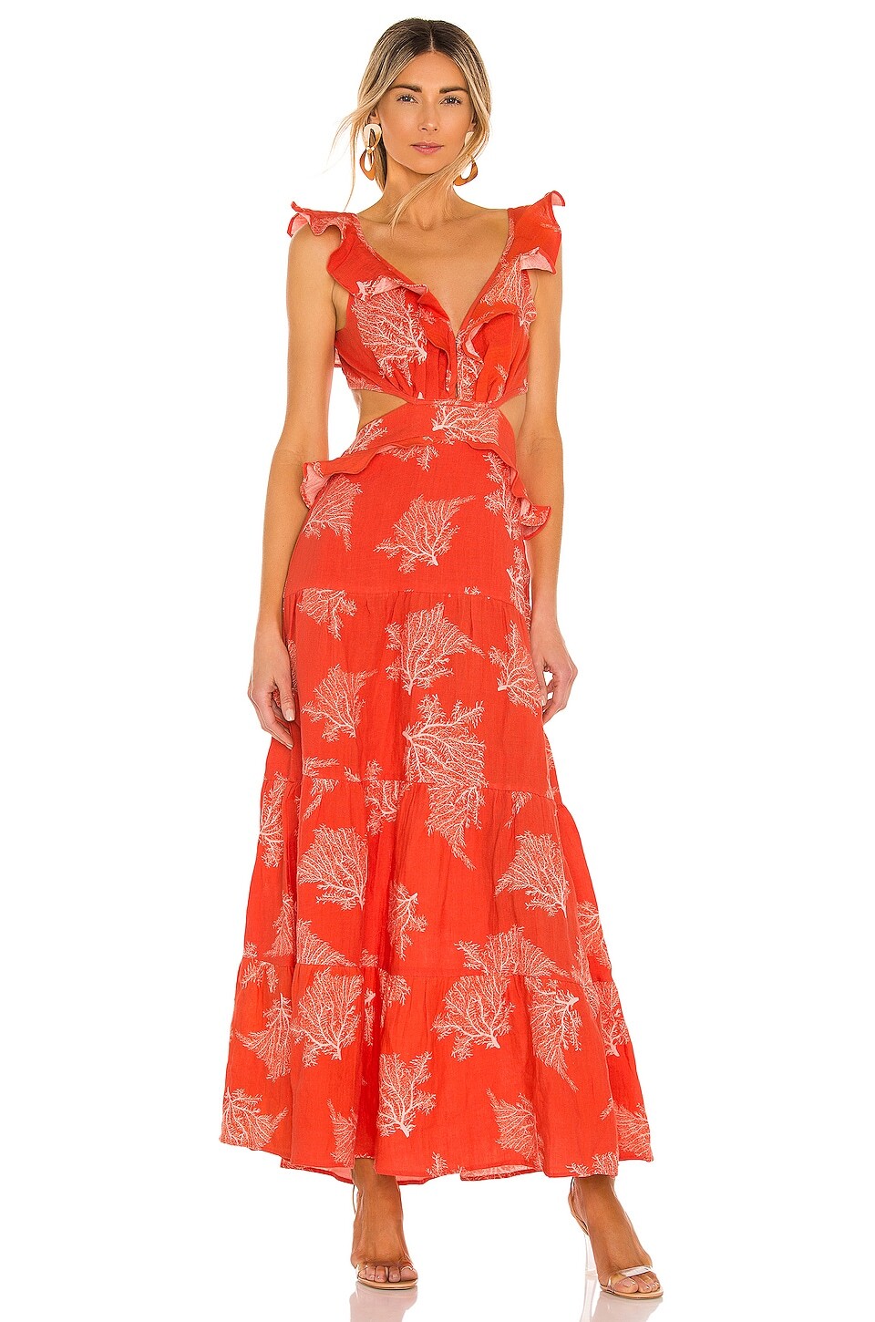 

Платье макси Karina Grimaldi Marigot Print, цвет Tangerine Coral