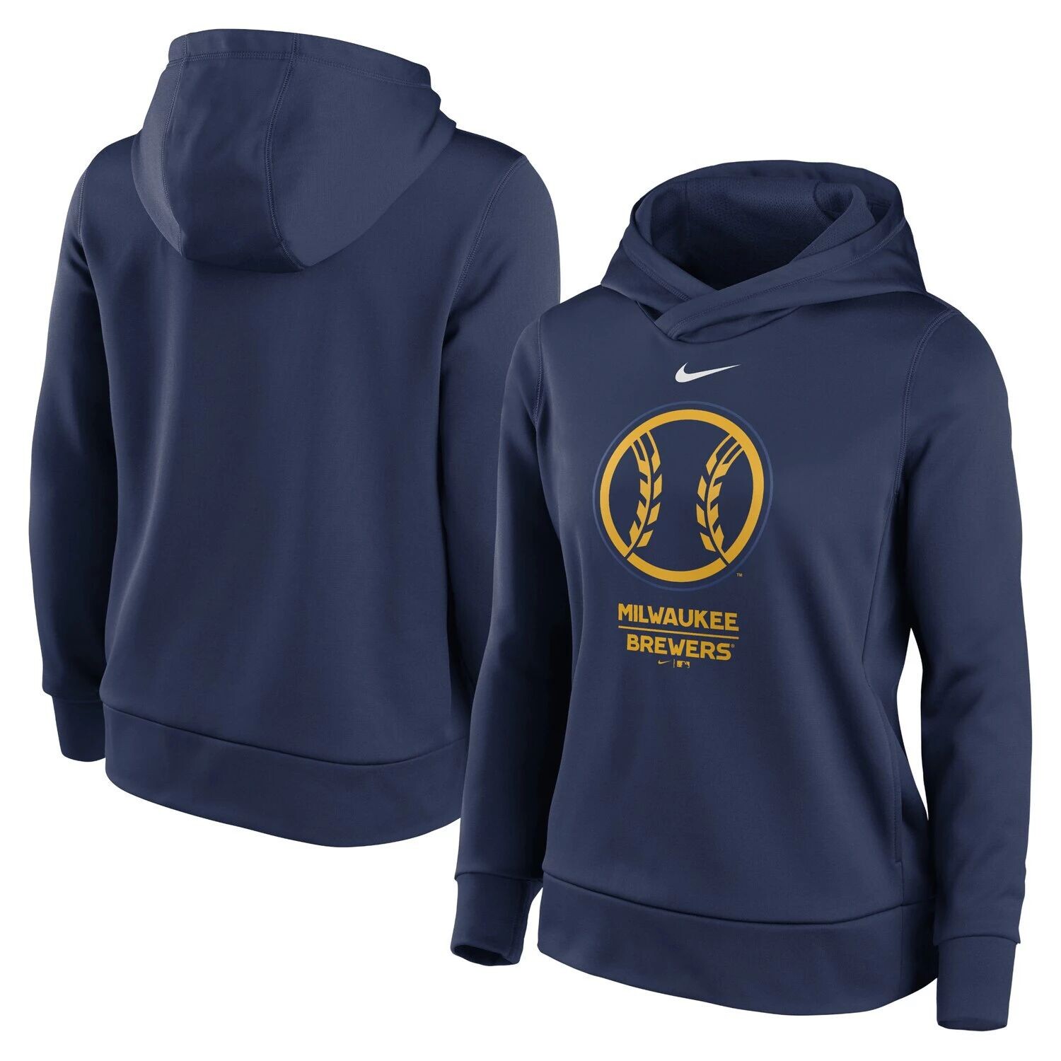

Женский темно-синий пуловер с капюшоном Nike Milwaukee Brewers Alternate Logo Performance Nike