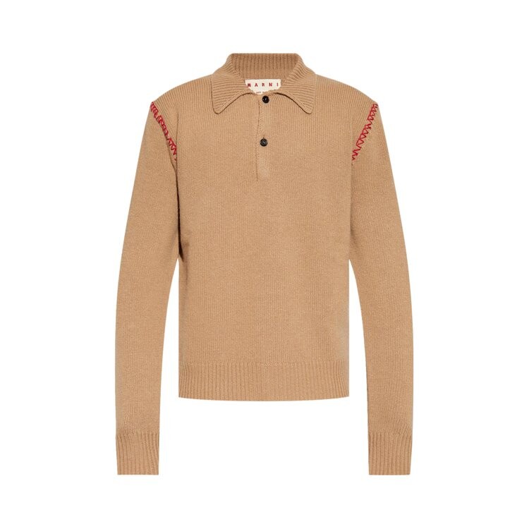 

Джемпер Marni Long-Sleeve Knitted Polo Jumper, бежевый