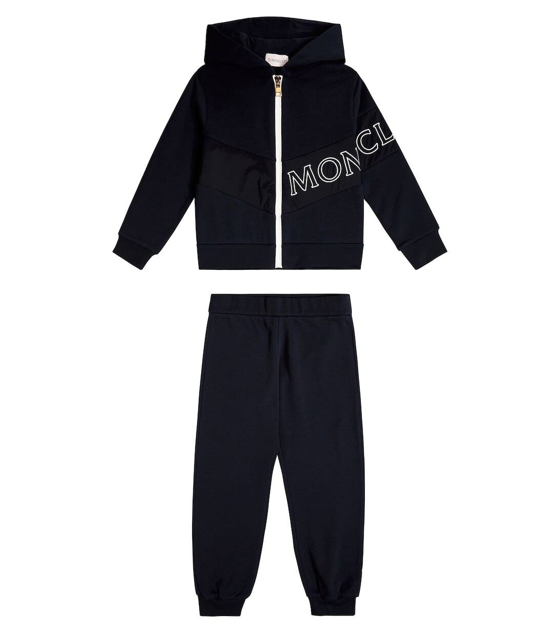 

Хлопковая куртка на молнии с логотипом и спортивные штаны Moncler Enfant, синий
