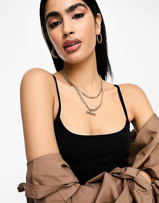 

Черное бесшовное платье миди на бретельках ASOS DESIGN, Черный
