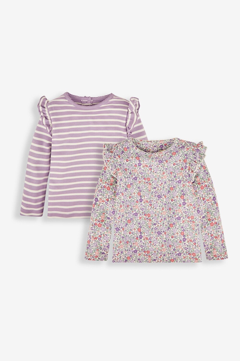 

Комплект из 2 топов JoJo Maman Bébé с нежным цветочным узором в полоску и оборками Jojo Maman Bébé, сиреневый
