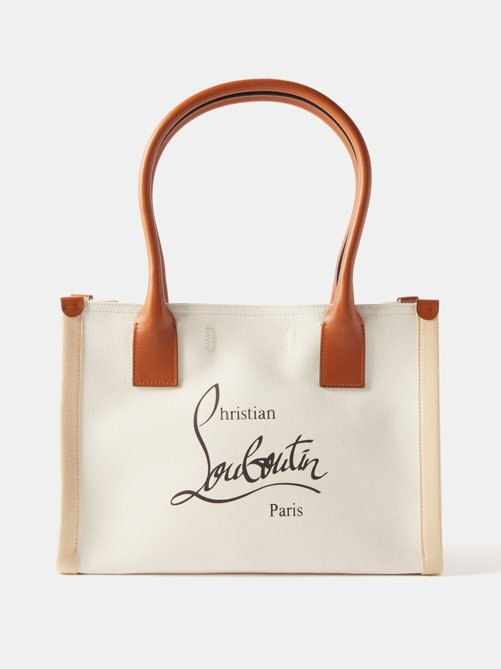 

Маленькая холщовая сумка-тоут nastroloubi с кожаной отделкой Christian Louboutin, бежевый