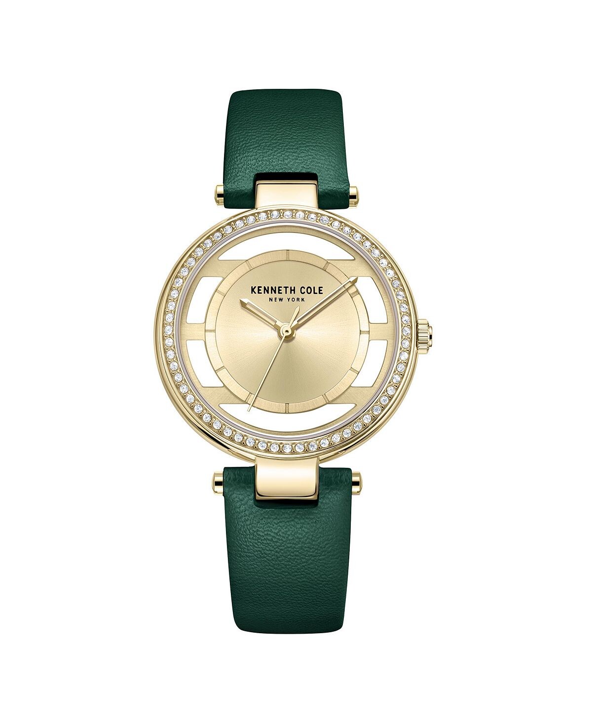 

Женские прозрачные зеленые часы с ремешком из натуральной кожи, 34 мм Kenneth Cole New York, зеленый