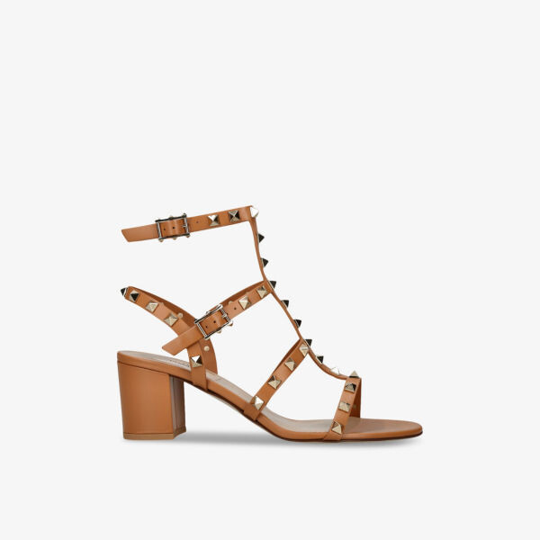 

Кожаные босоножки rockstud на каблуке с открытым носком Valentino Garavani, коричневый