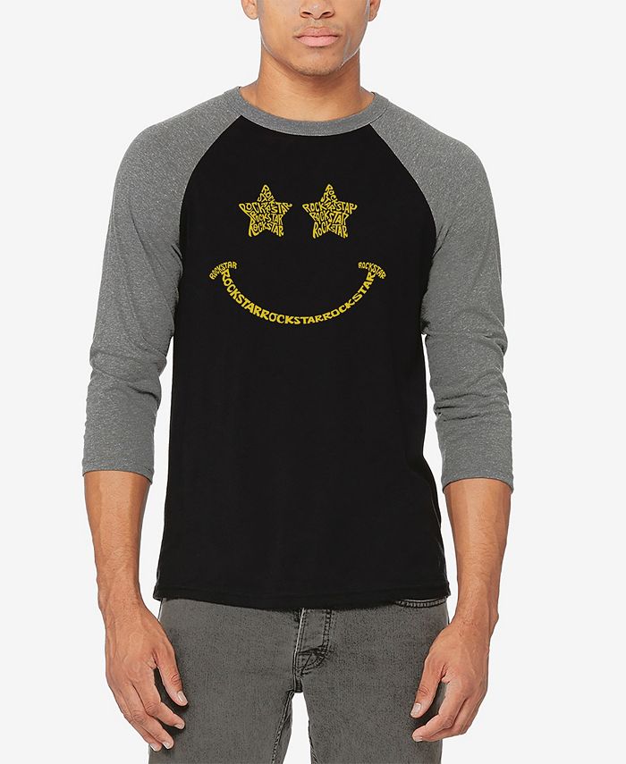Мужская бейсбольная футболка с надписью Rockstar Smiley и рукавами реглан LA Pop Art, мультиколор женская футболка кот рок звезда s белый