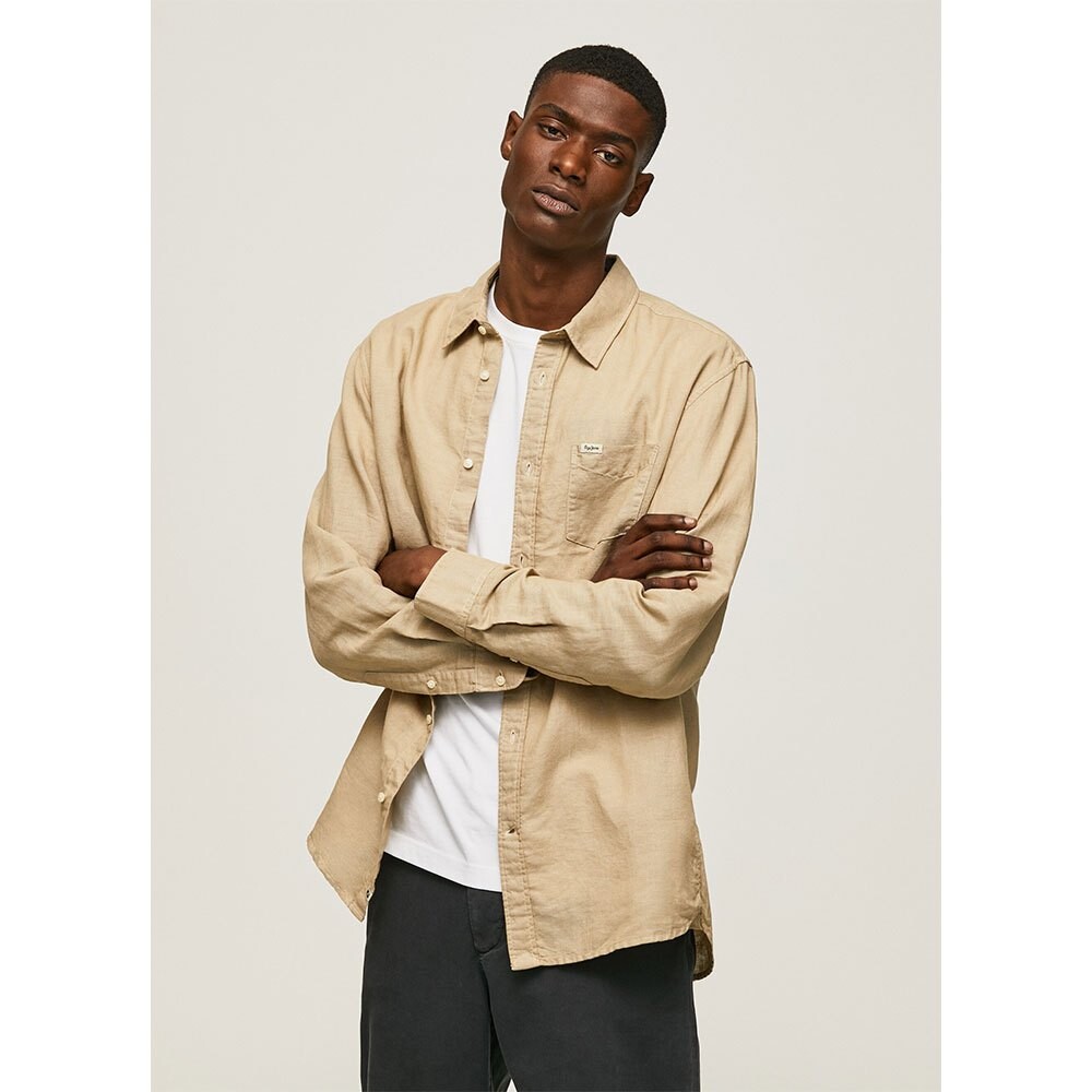 

Рубашка с длинным рукавом Pepe Jeans Parker, бежевый