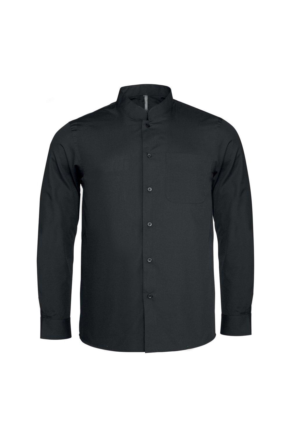 Рубашка с воротником-стойкой с длинными рукавами Kariban, черный перчатки военпро регулируемые манжеты размер m мультиколор