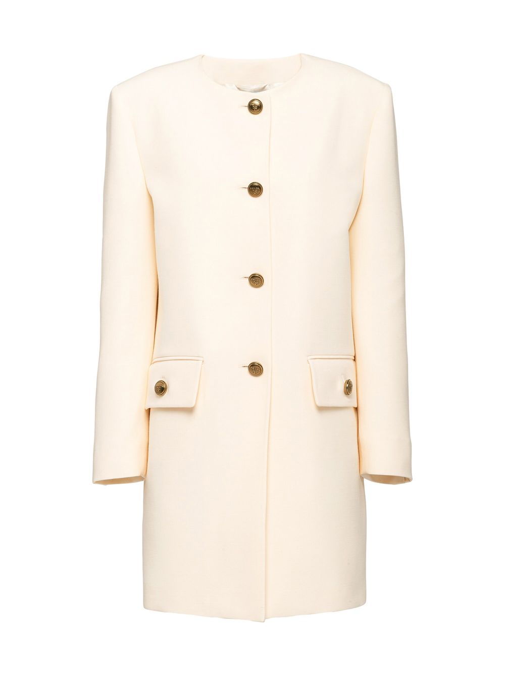 Однобортное трикотиновое пальто Prada, бежевый двустороннее однобортное пальто uniqlo бежевый