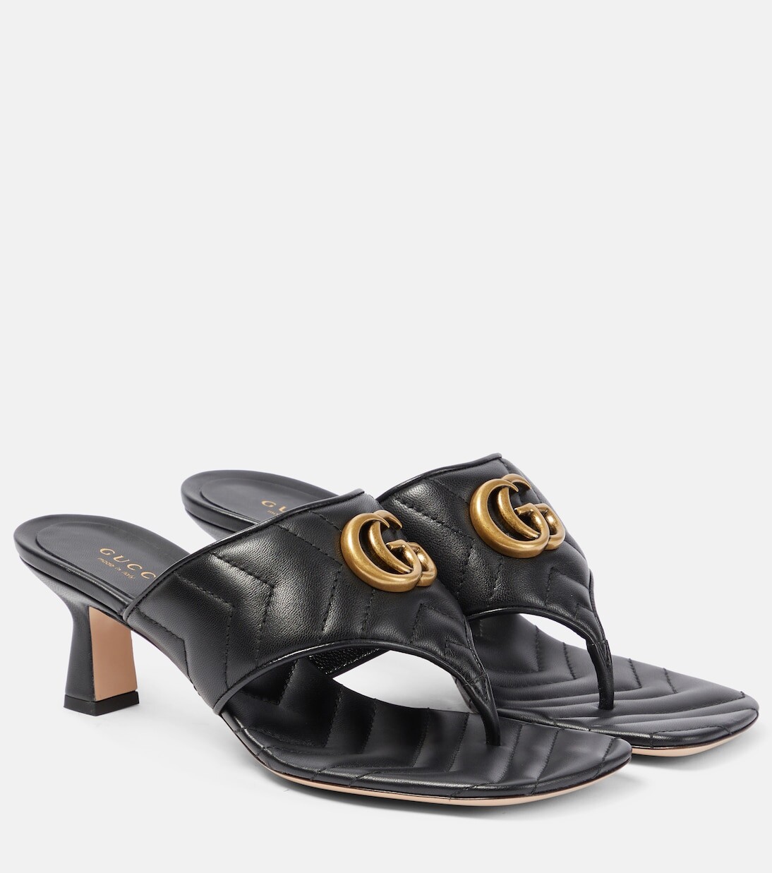 

Кожаные босоножки с ремешками gg marmont 55 Gucci, черный