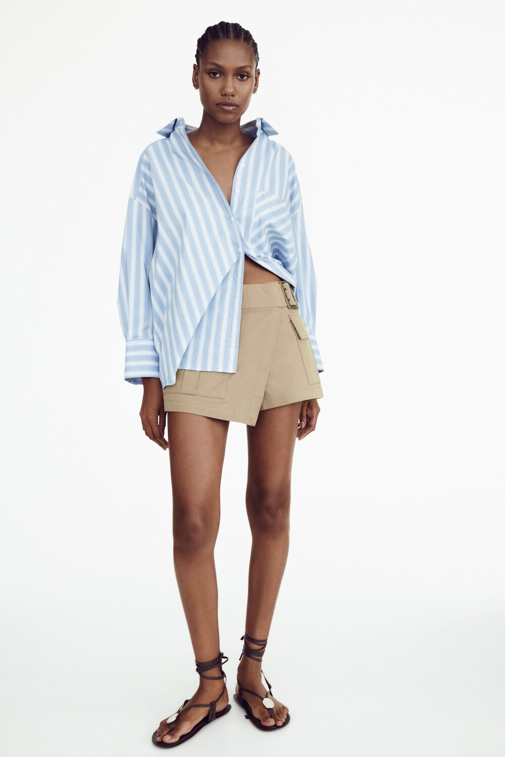 

Рубашка в полоску Zara, синий/белый