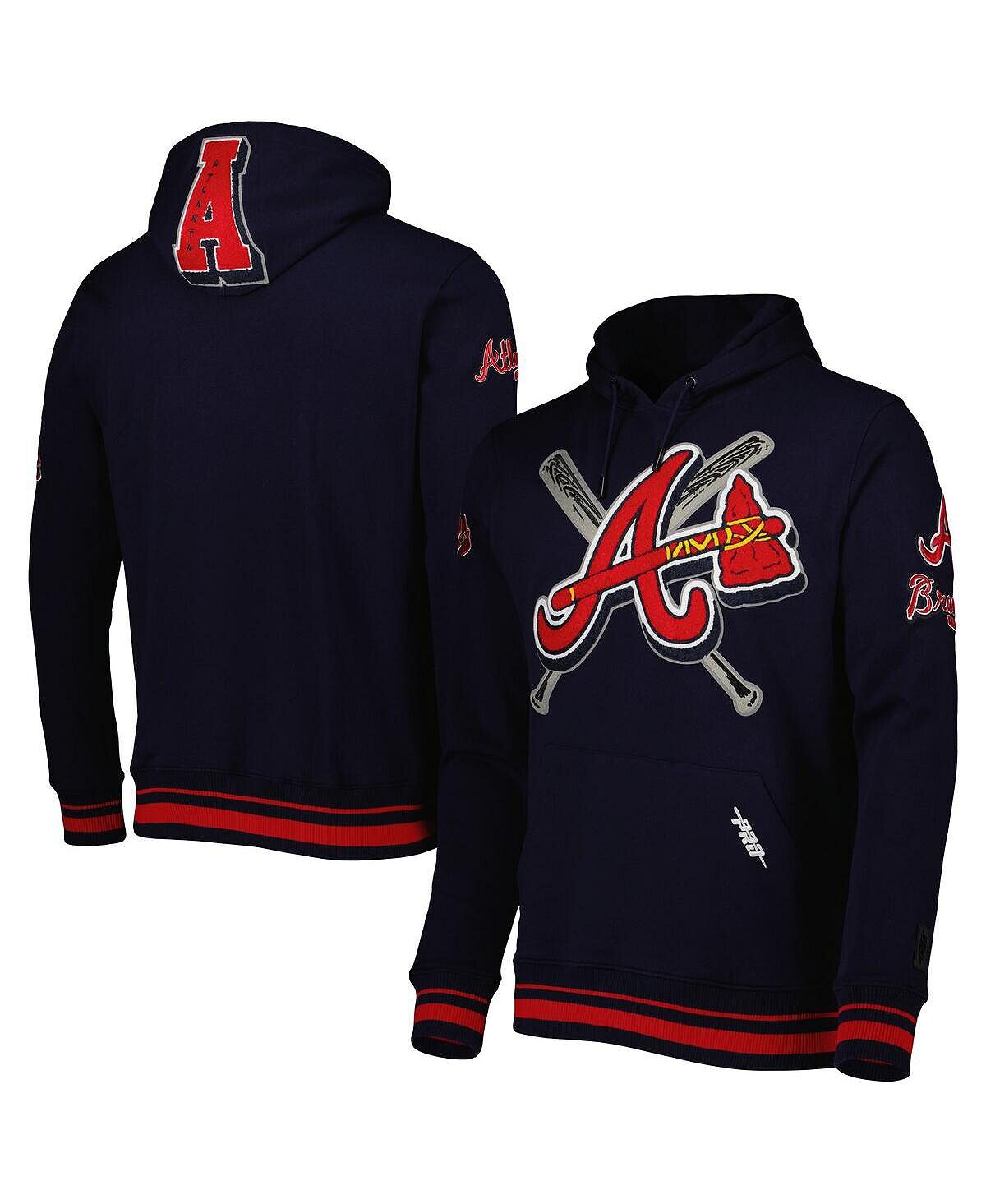 

Мужской темно-синий пуловер с капюшоном и логотипом Atlanta Braves Mash Up Pro Standard