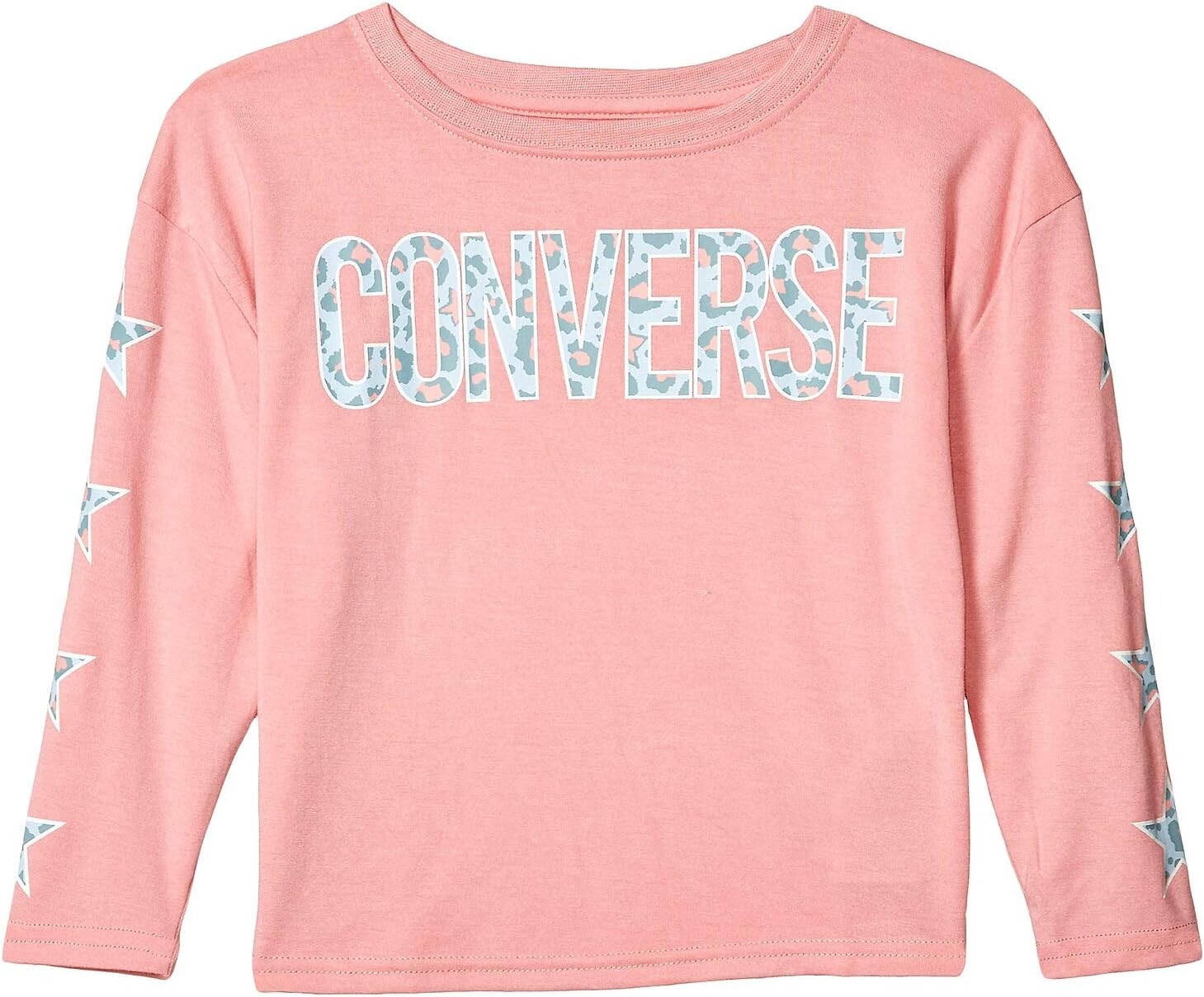 

Топ Converse Leopard Star Logo Long Sleeve Dolman Top, цвет Coastal Pink