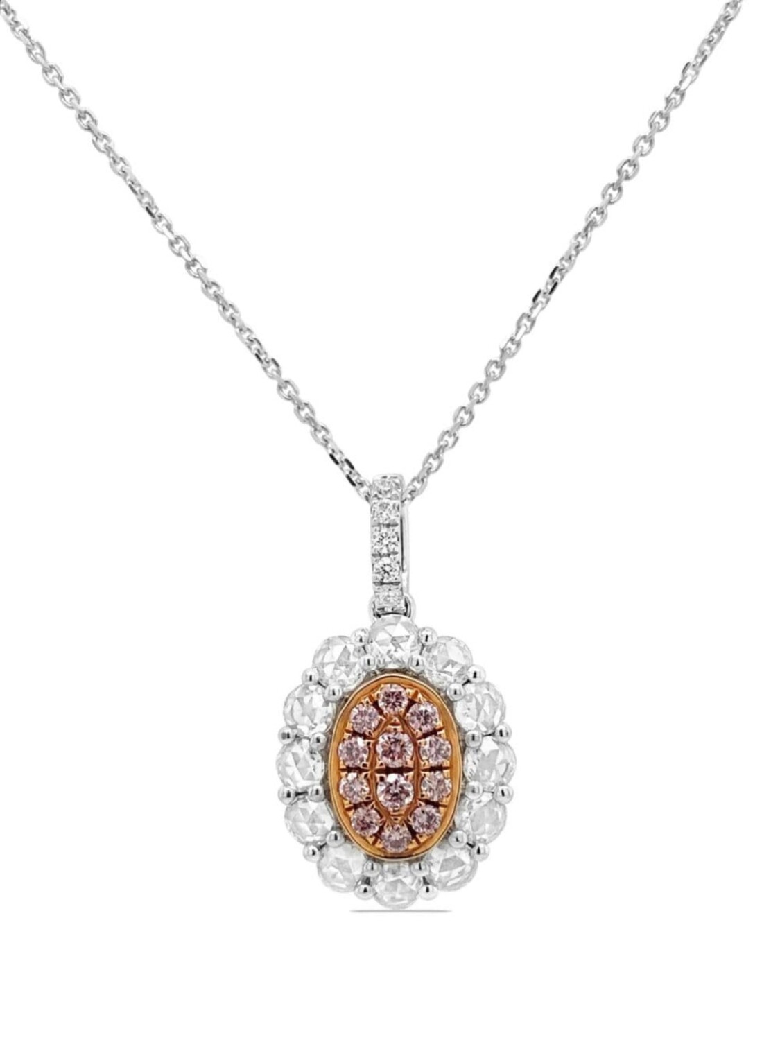 

Платиновое ожерелье из белых и розовых бриллиантов HYT Jewelry, серебряный