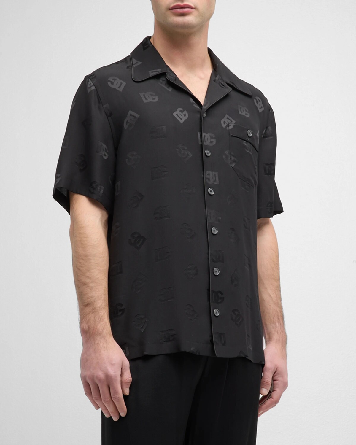 

Мужская жаккардовая рубашка в тон DG Camp Dolce&Gabbana, цвет Black