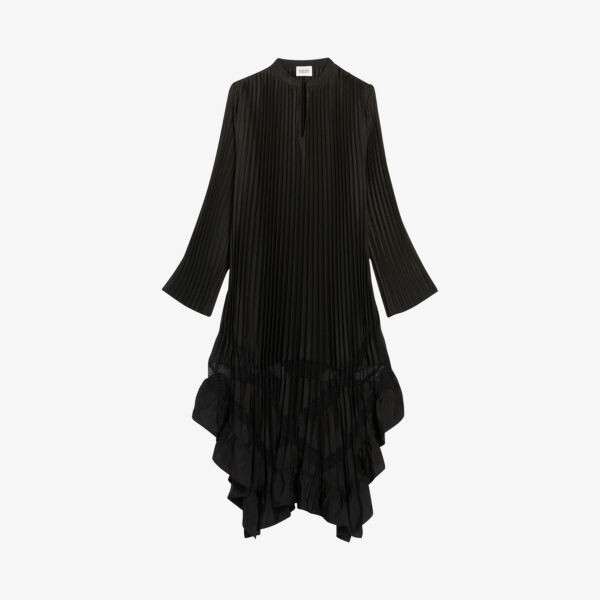 

Платье макси Riversa со складками и оборками Claudie Pierlot, цвет noir / gris