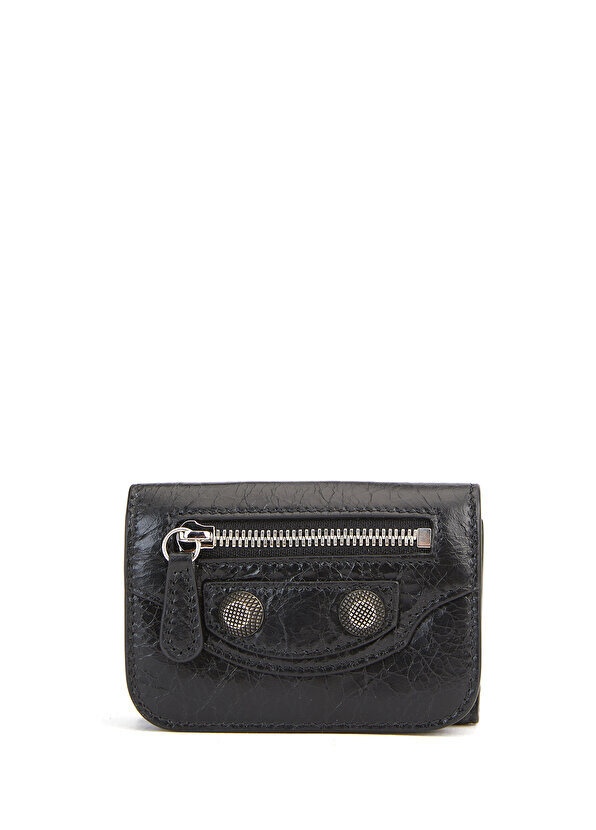 

Черный женский кожаный кошелек mini le cagole Balenciaga