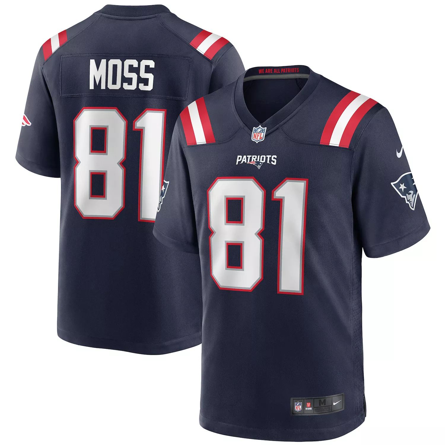 Мужская футболка Randy Moss Navy New England Patriots Game Retired Player Nike