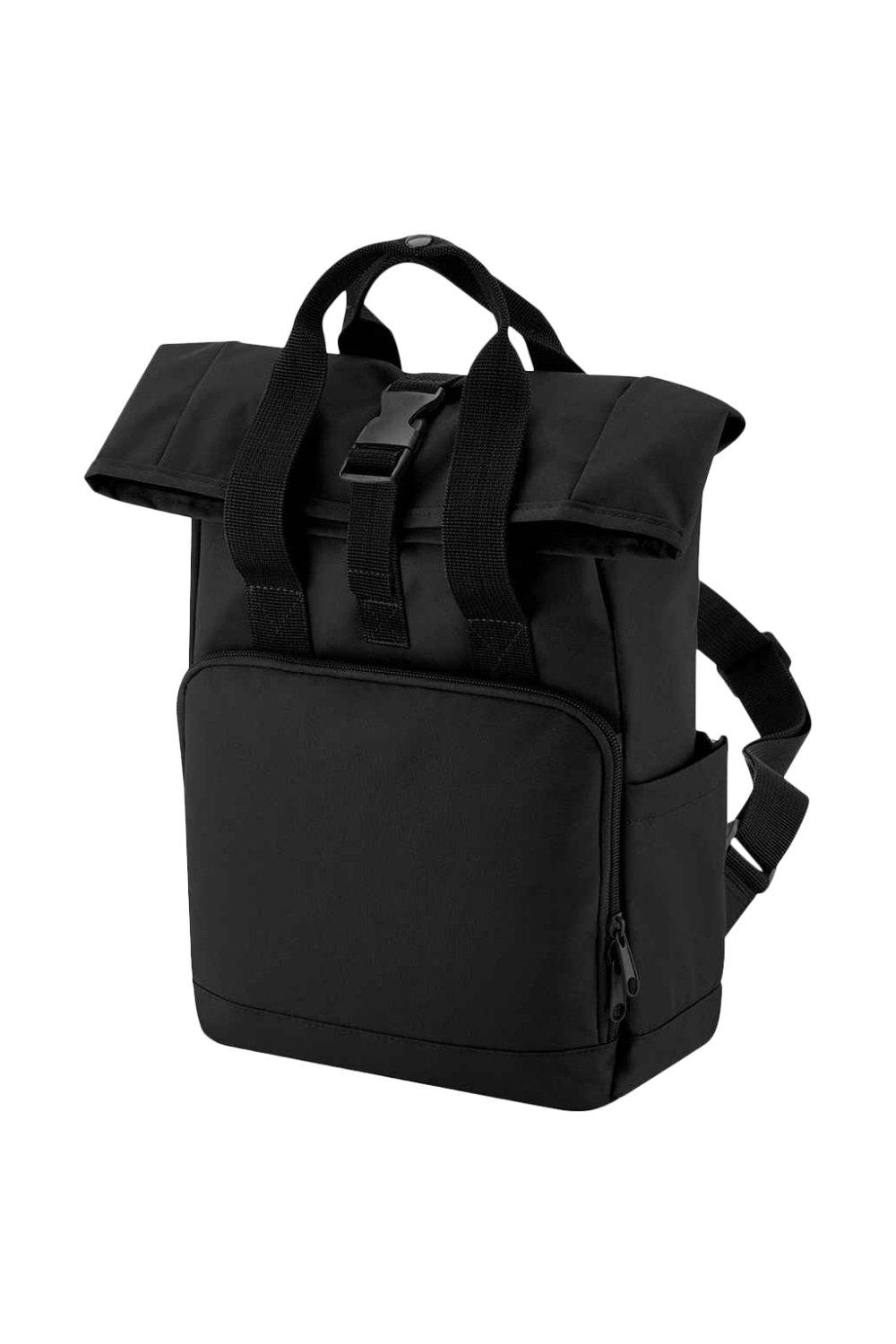 Мини-рюкзак с двумя ручками из переработанного сырья Bagbase, черный