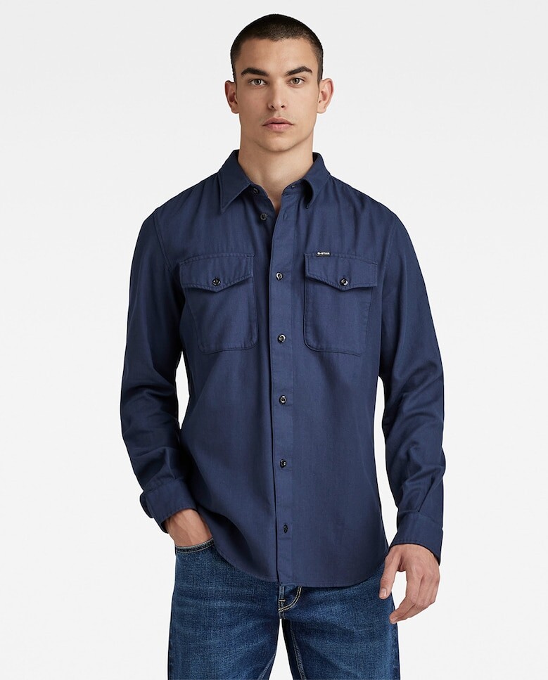 

Мужская узкая рубашка с длинным рукавом G-Star Raw, синий