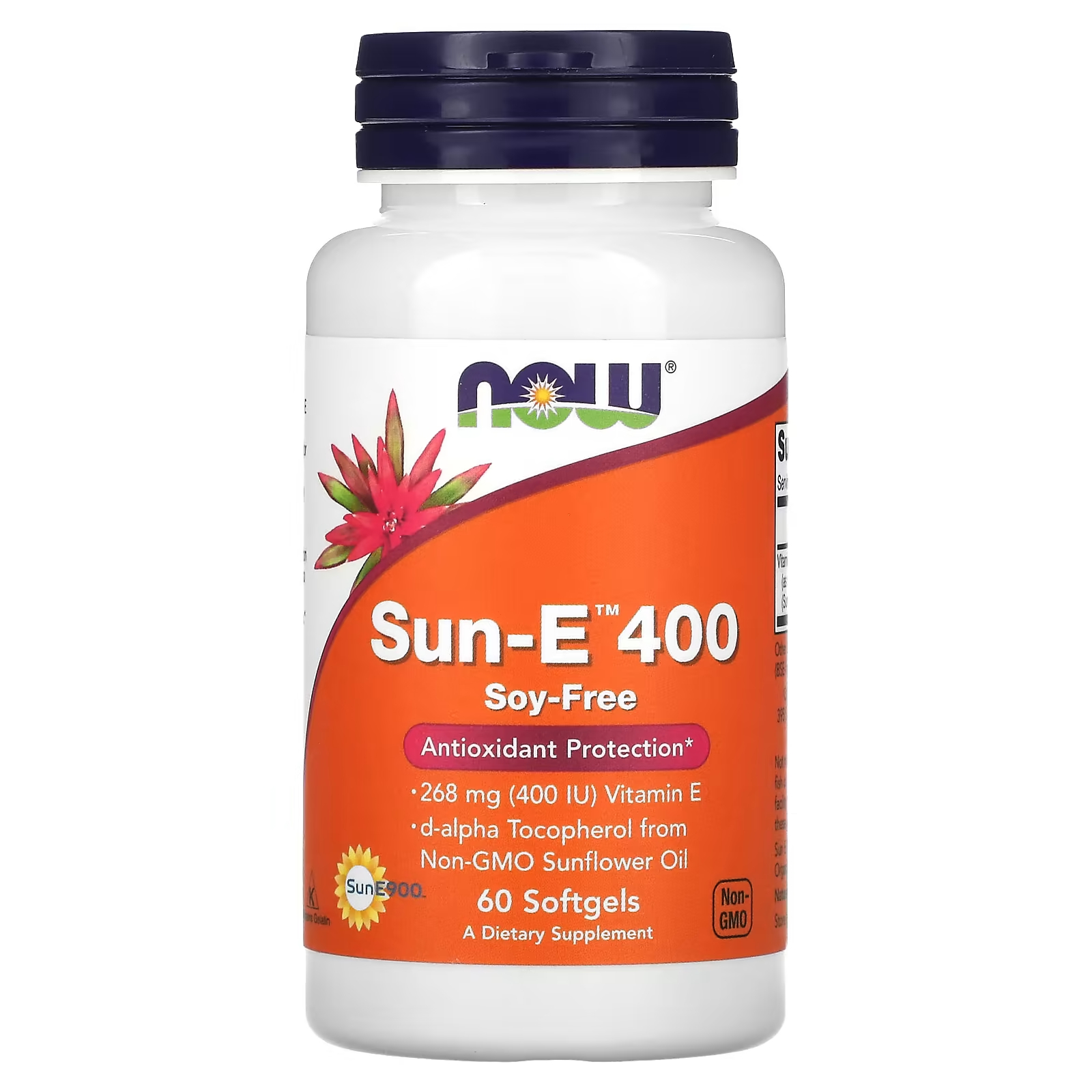 Sun-E 400 268 мг (400 МЕ) 60 мягких таблеток NOW Foods now foods e 400 d альфа со смешанными токоферолами 268 мг 400 ме 100 мягких таблеток