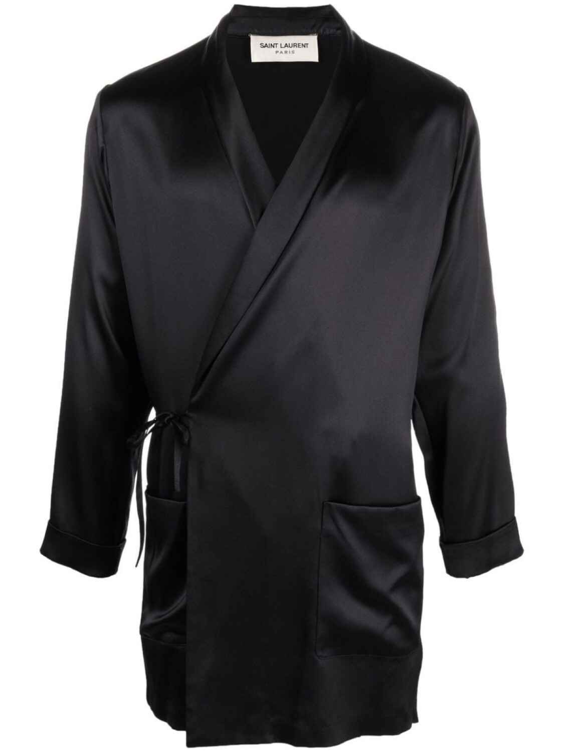 

Saint Laurent пальто с запахом и завязками, черный