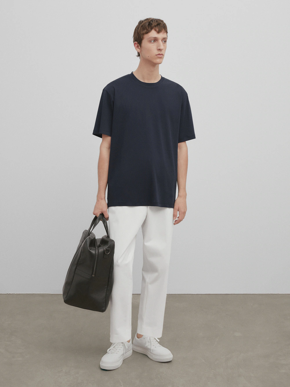 

Футболка из хлопка с коротким рукавом relaxs fit - studio Massimo Dutti, синий