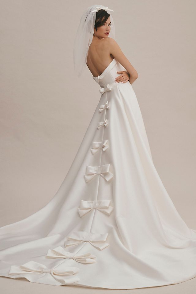 Свадебное платье Viktor & Rolf for BHLDN Penelope без бретелек с бантом на спине, айвори