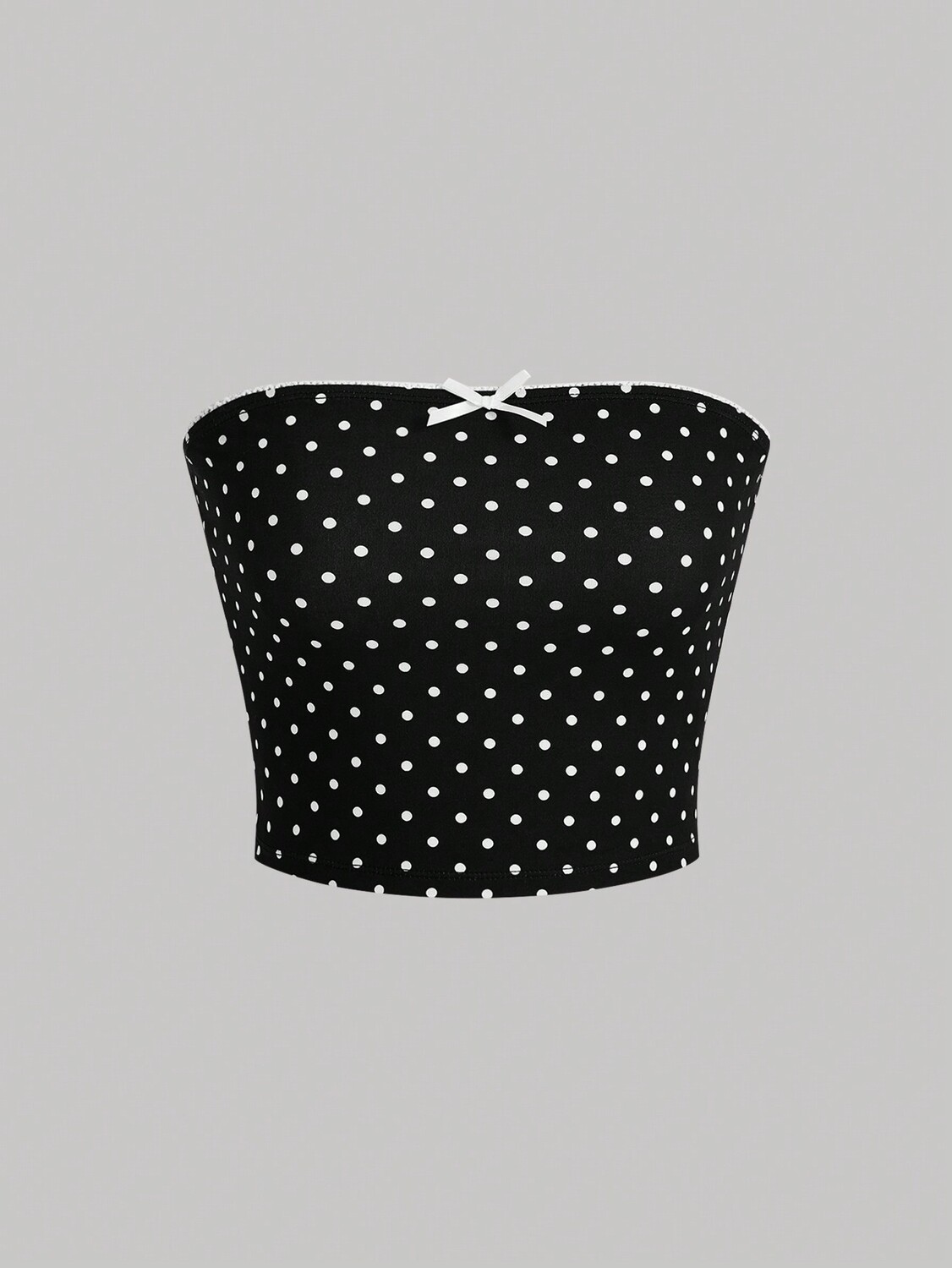 

SHEIN MOD женский топ без бретелек в горошек с бантом, черный цвет