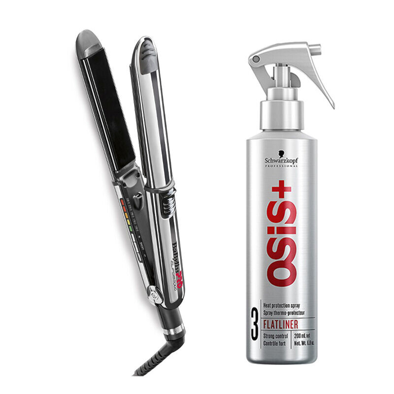 

Набор для волос: выпрямитель для волос 31мм Babyliss Pro Elipsis And Osis Flatliner, 1 шт - черный + термозащитный спрей