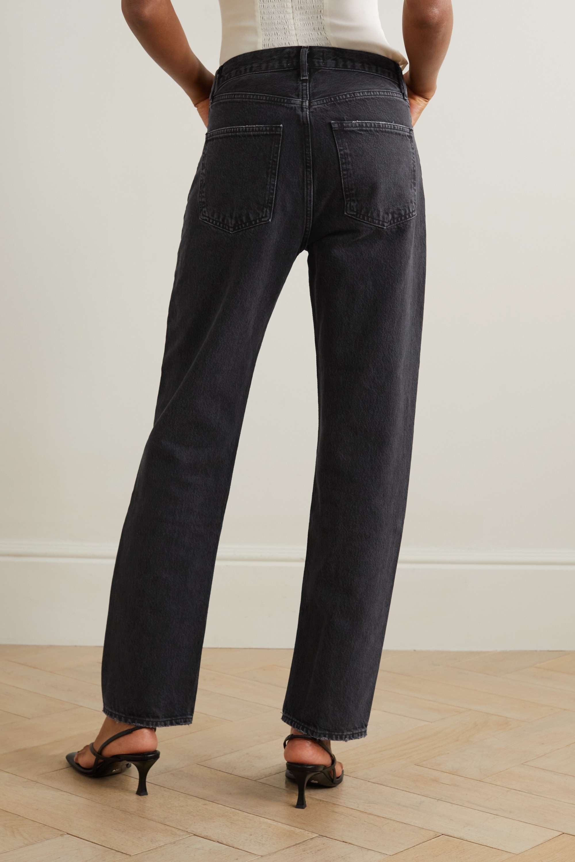 цена AGOLDE + NET SUSTAIN прямые джинсы с высокой посадкой в ​​стиле 90-х, черный