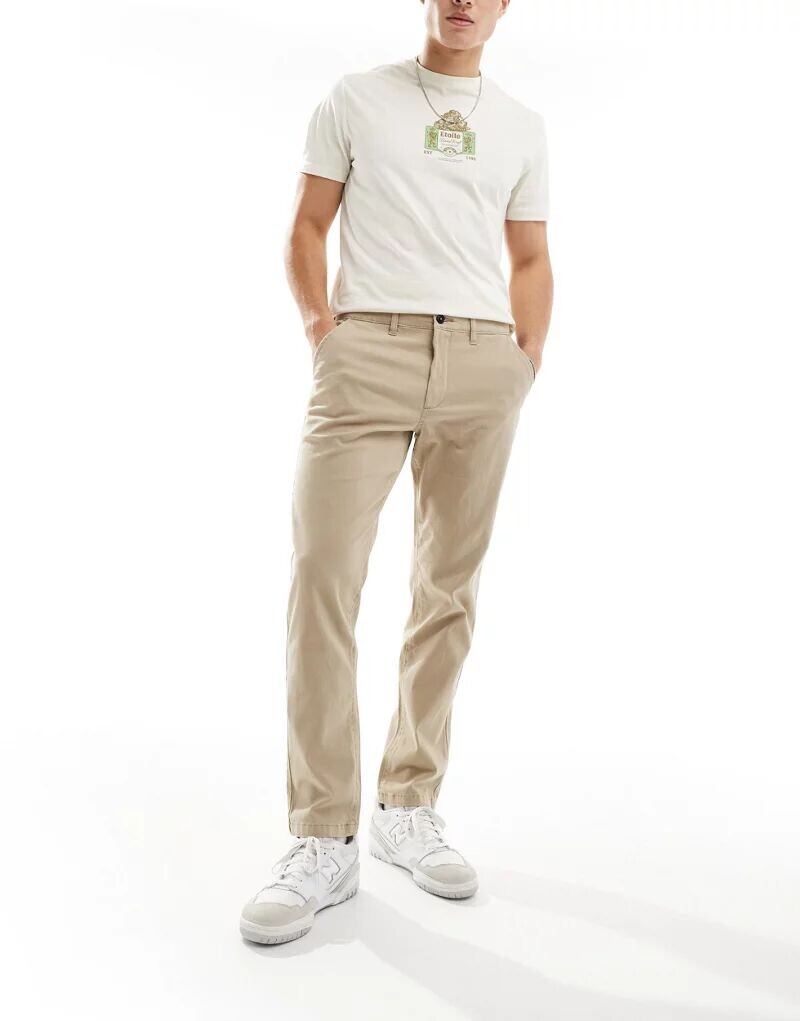 

Бежевые чиносы узкого кроя Jack & Jones, Серый