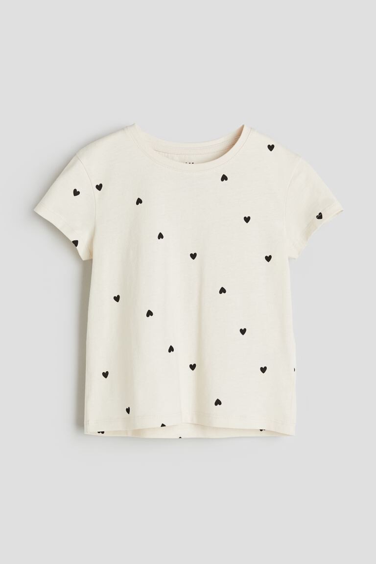 

Футболка с рисунком из хлопкового трикотажа H&M, белый
