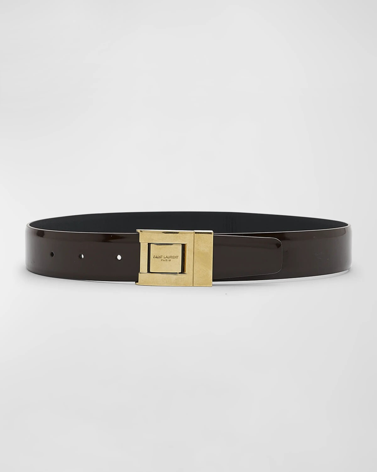 

Ремень из лакированной кожи с золотой фурнитурой Saint Laurent, цвет Dark Maroon
