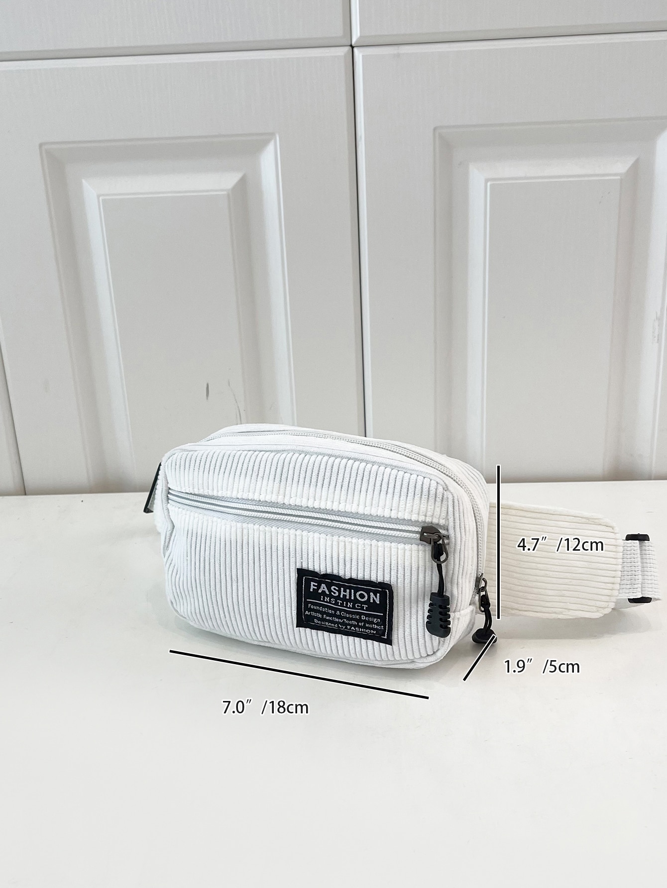 1 шт. однотонная вельветовая модная универсальная мужская мини-сумка в спортивном стиле, белый 1 шт однотонная нагрудная сумка на молнии черный