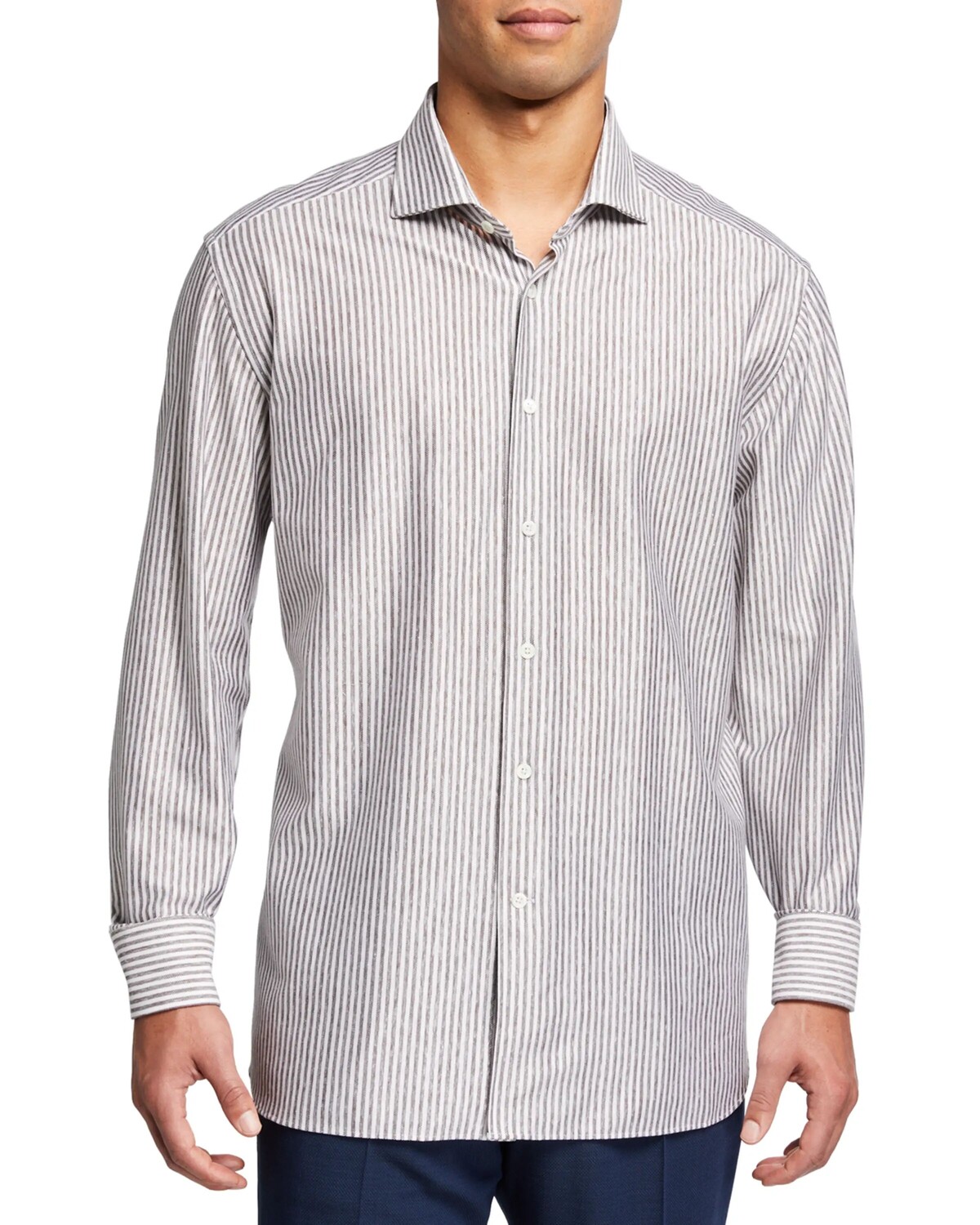 

Мужская спортивная рубашка в полоску Corneliani, цвет Brwwht Strp