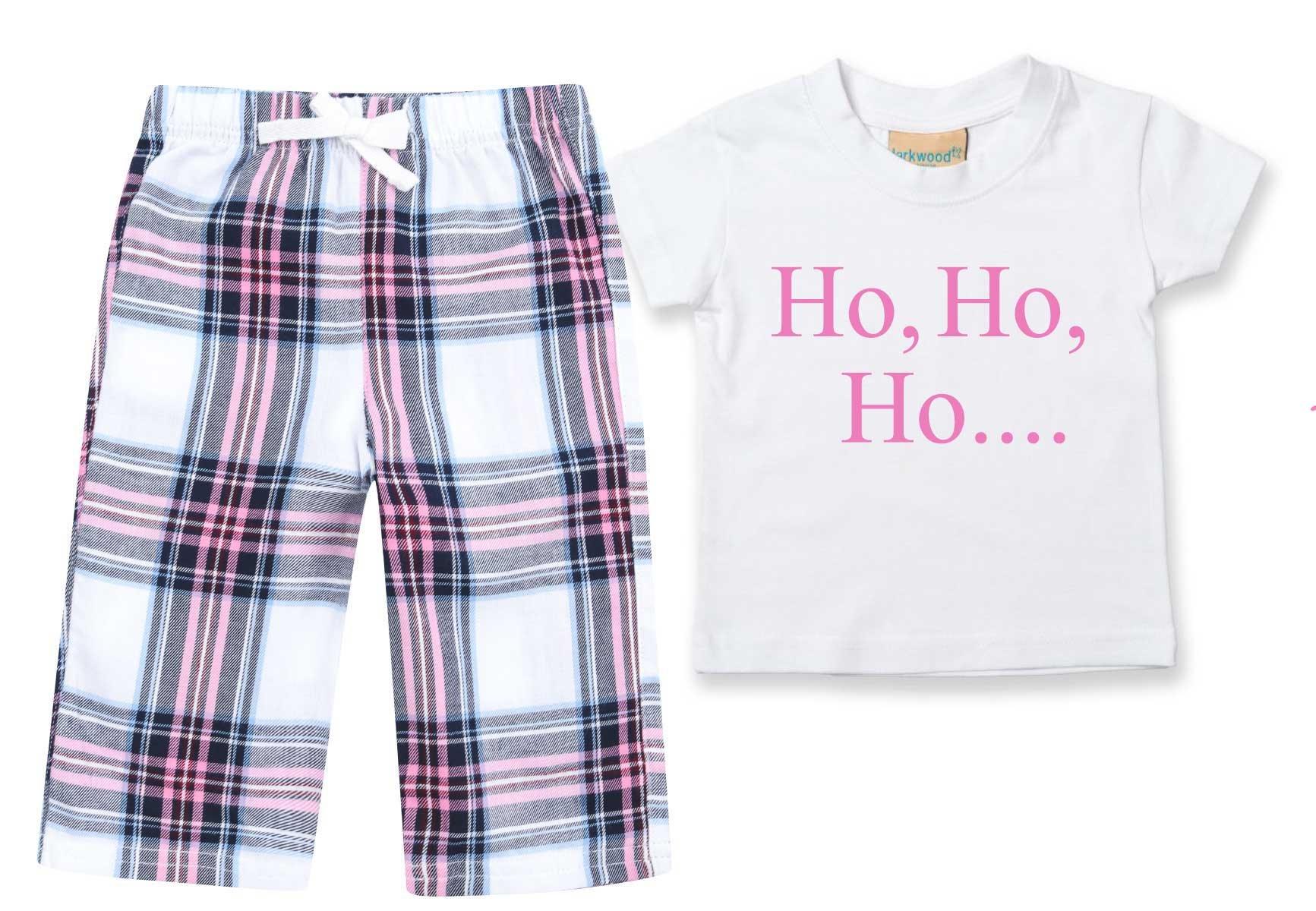 Ho Ho Ho Рождественская пижама Детский пижамный комплект с брюками в клетку тартан 60 SECOND MAKEOVER, розовый