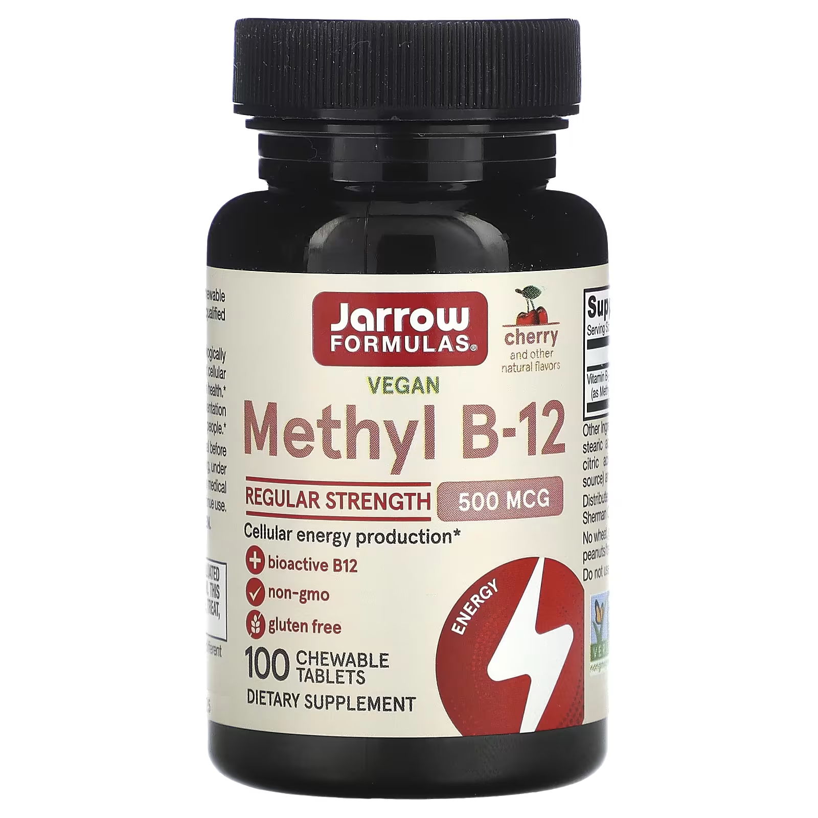 Метил B-12 Jarrow Formulas вишня, 100 жевательных таблеток пищевая добавка jarrow formulas vegan mmethyl b 12 вишня 90 жевательных таблеток