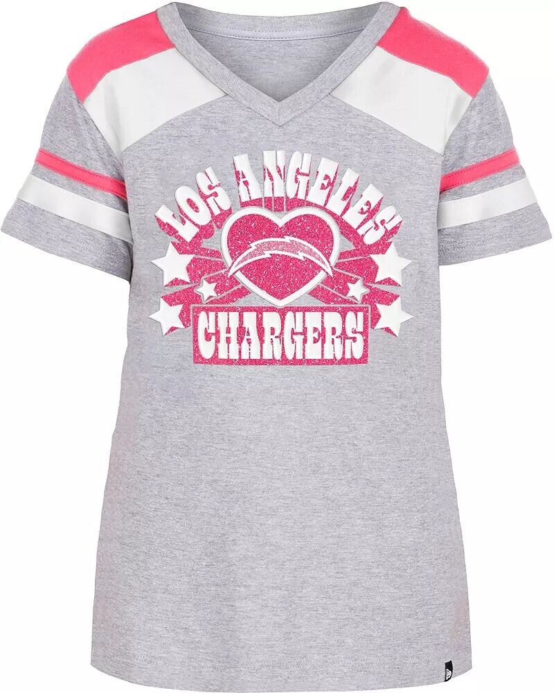 

Серая футболка с блестками и звездами New Era Little Kids Los Angeles Chargers
