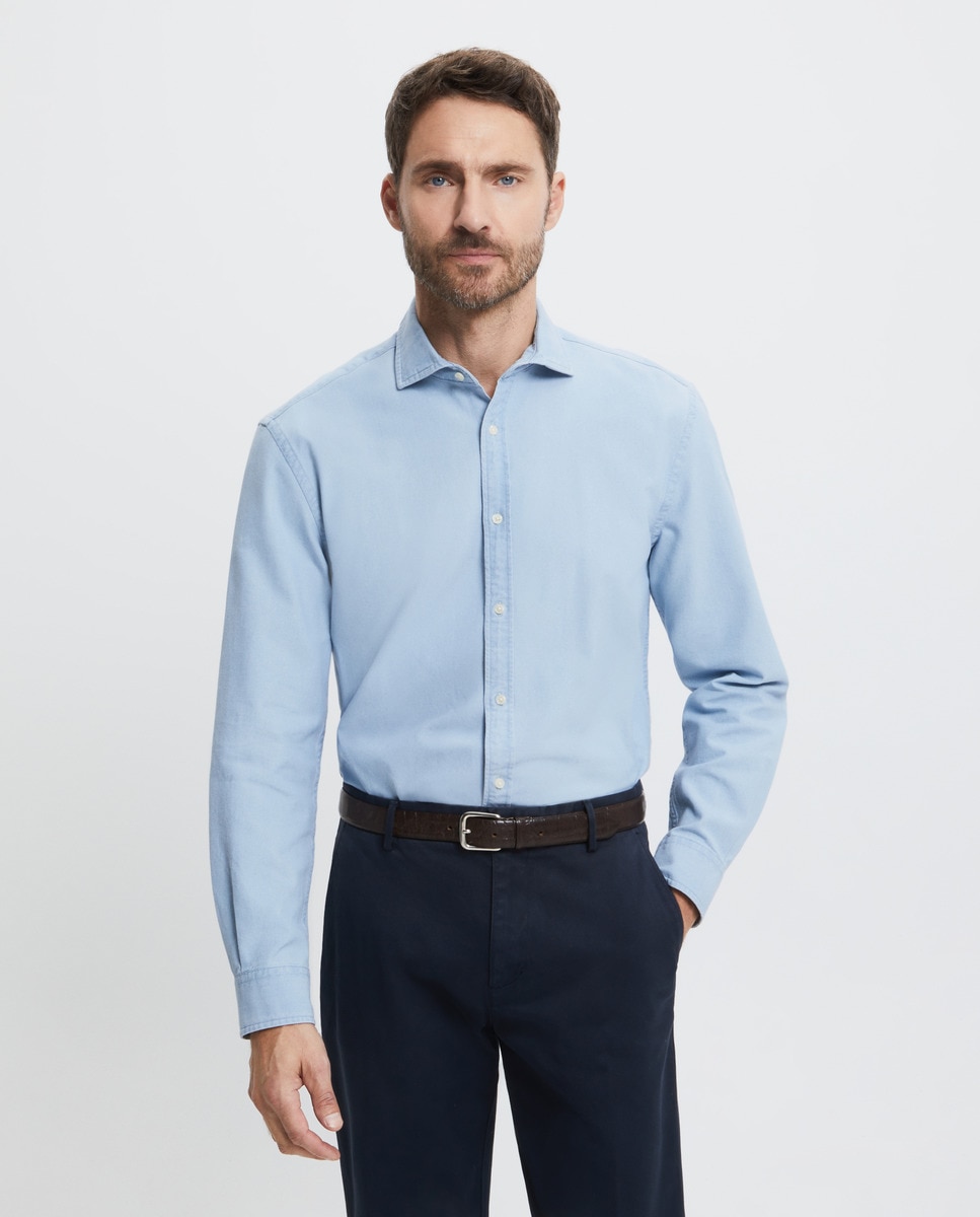 цена Мужская джинсовая спортивная рубашка с длинными рукавами Emidio Tucci, синий