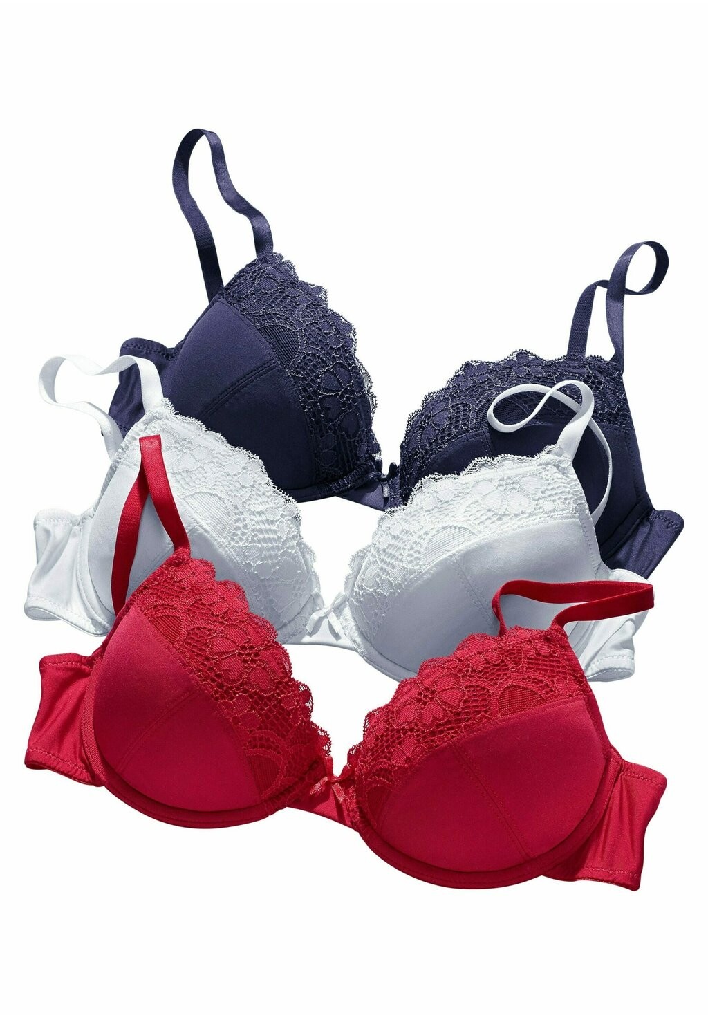 

Бюстгальтер пуш-ап 3ER-PACK LASCANA, цвет rot marineweiß
