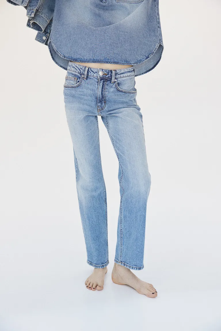 Узкие высокие джинсы H&M, синий