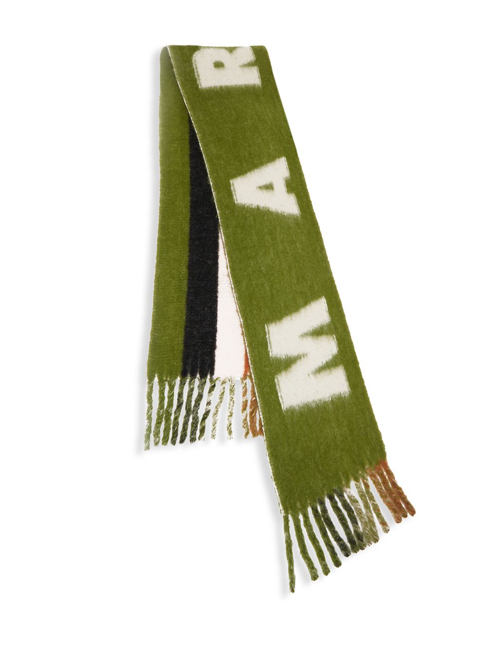 Шарф из смесовой шерсти с логотипом Marni, зеленый шарф loewe из смесовой шерсти с принтом цвет белый зеленый