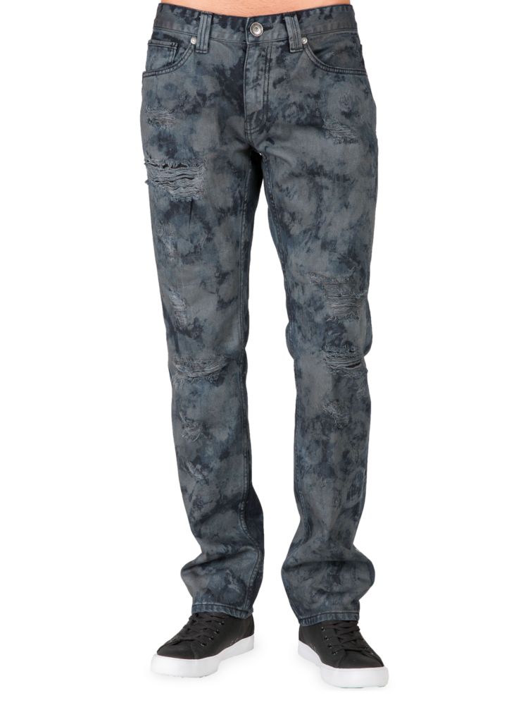 Узкие прямые рваные джинсы с эффектом отбеливания Level 7 Jeans, цвет Moon Struck