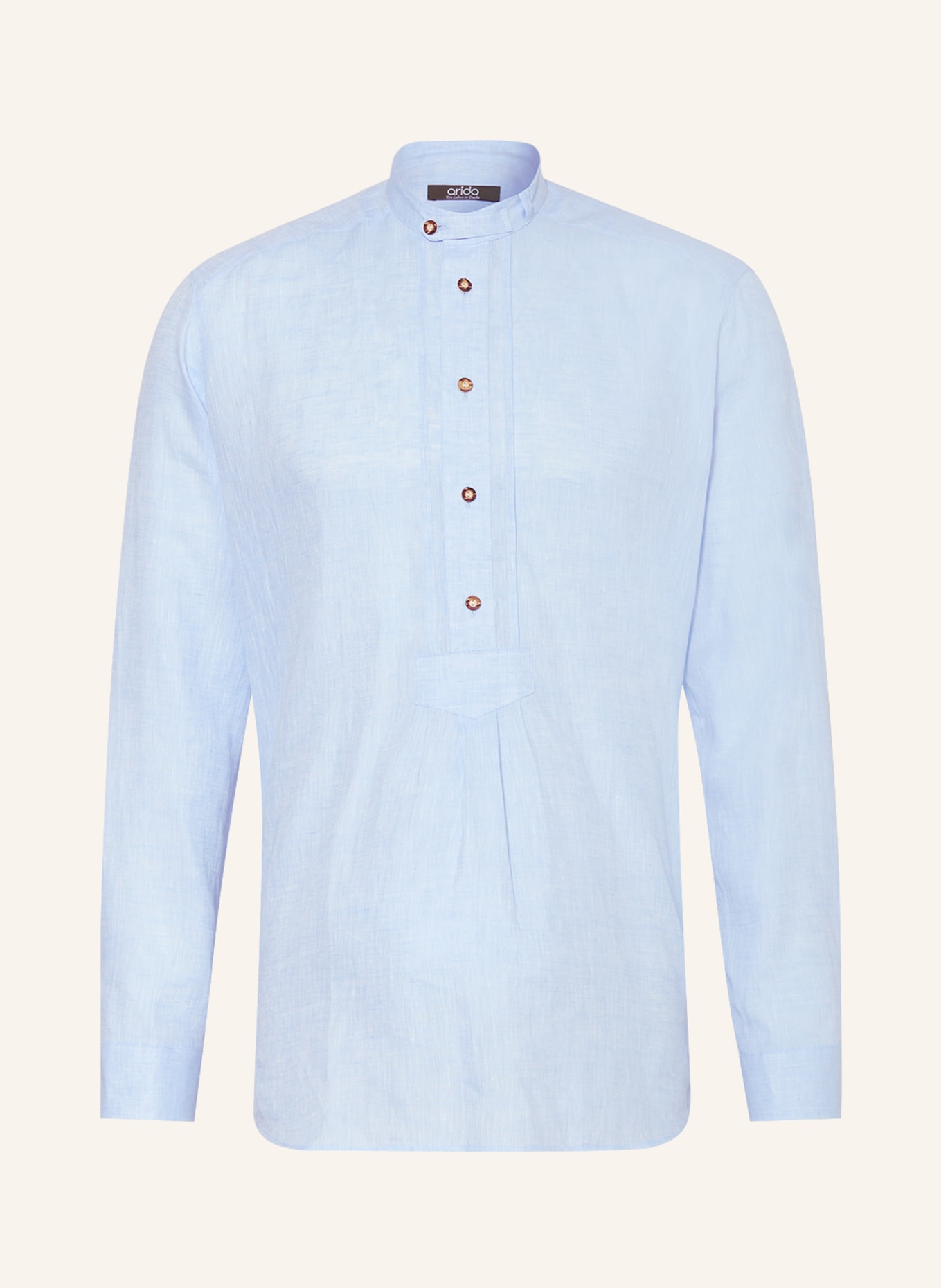 Рубашка arido Regular Fit aus Leinen mit Stehkragen, светло-синий